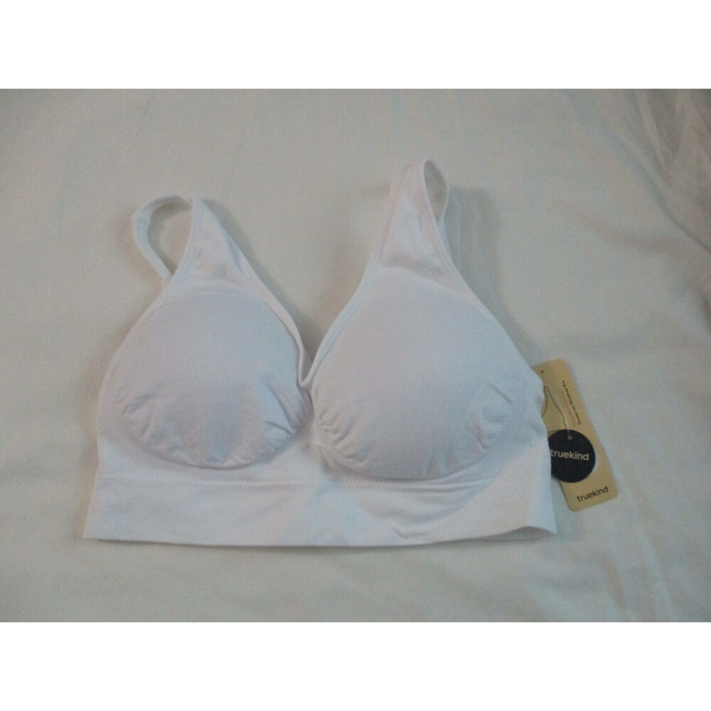 Truekind Womens Sz L Everyday Essential Throw-on Wireless Bra White 10001 Comfy